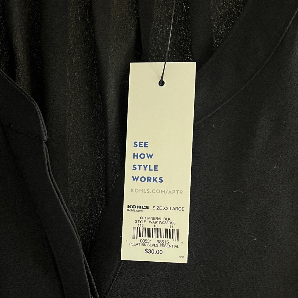 Apt. 9 Women's Black Sleeveless Blouse Size XXL. New with tags - Picture 2 of 7